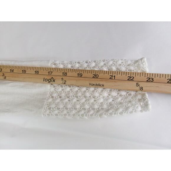 Sundance Tunic Womens PXS White 100% Cotton Crochet Hem & Sleeves Boho Cottage - Picture 11 of 15